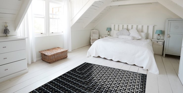 Uflex MINI low profile underfloor heating systems installation in bedroom