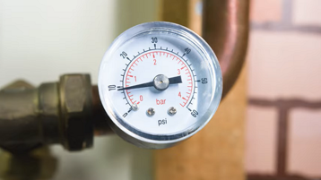 Pressure gauge on a heating system