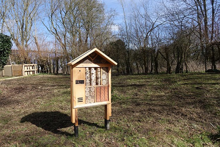 A bug hotel has been installed at Grant UK's HQ as part of their biodiversity programme