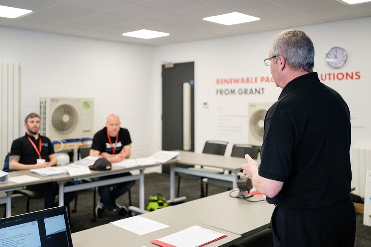 Grant UK Trainer delivering heat pump training