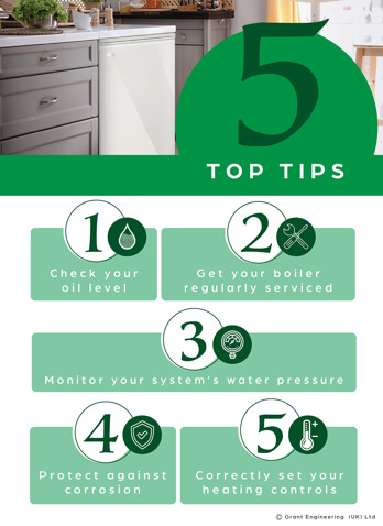 infographic of 5 top tips to look after oil boiler